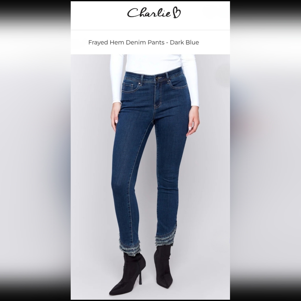 CHARLIE B Boho Freyed Hem Denim Jeans Women's Size 4